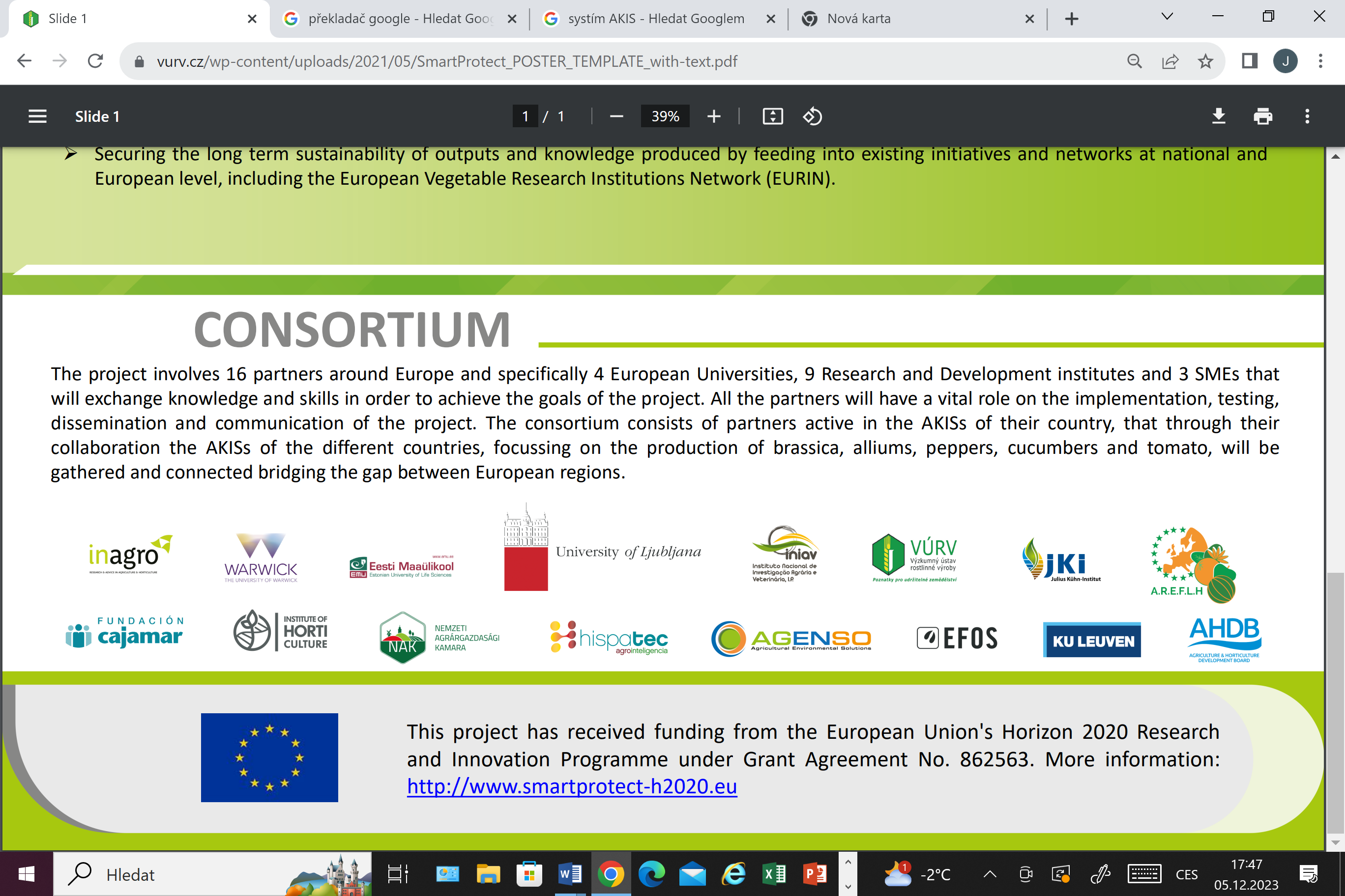 SKONČIL PROJEKT EVROPSKÉ SPOLUPRÁCE H2020 SMARTPROTECT